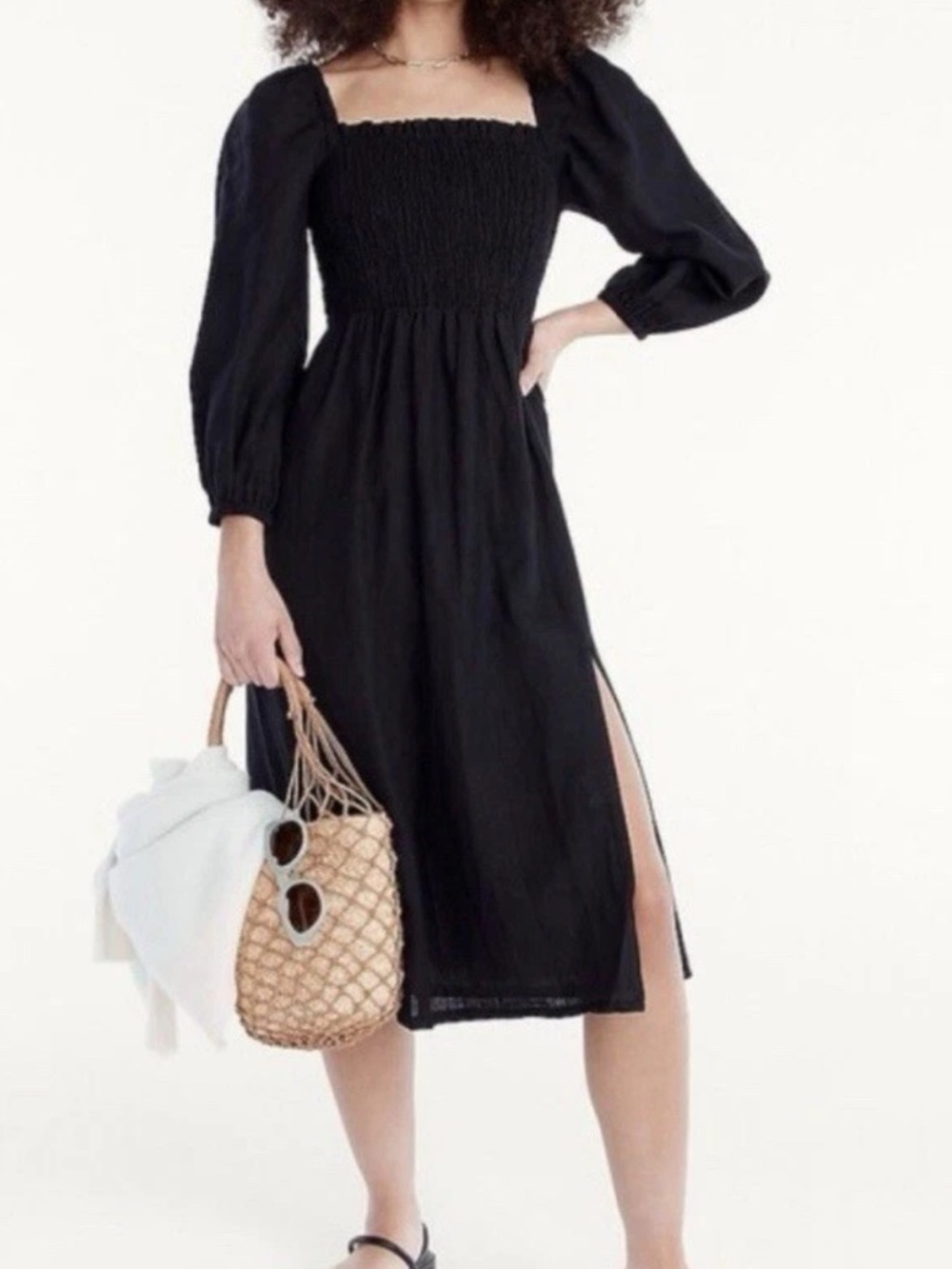 J.Crew Black Linen Midi Dress✨